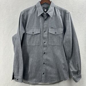 G-STAR Marine Slim Shirt Men XL Long Sleeve Pockets Gray Western Gorpcore Preppy